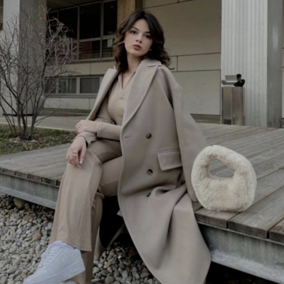 ZARA WOMEN NEW OVERSIZED DOUBLE BREASTED WOOL BLEND COAT GRAY 2578/747 X… - Picture 3 of 15